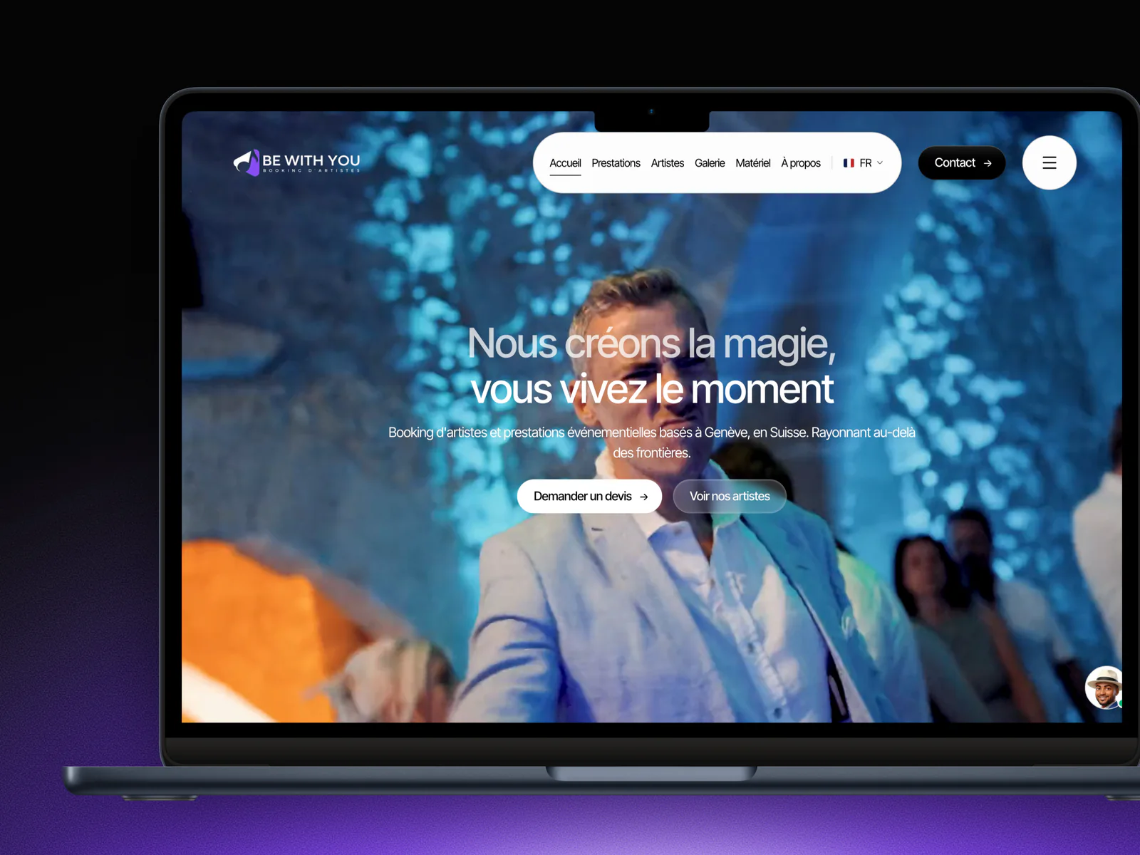 Aperçu du site web réalisé pour Be With You Events